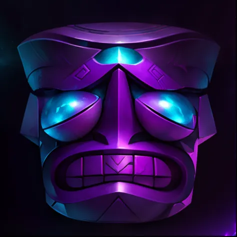 Mayan Totem，vibrant with colors，purpleish color，league of legends splashart，gameicon，tmasterpiece，HighestQuali