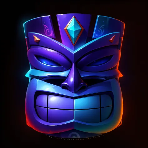 Mayan Totem，vibrant with colors，blue colors，bright，league of legends splashart，gameicon，tmasterpiece，HighestQuali
