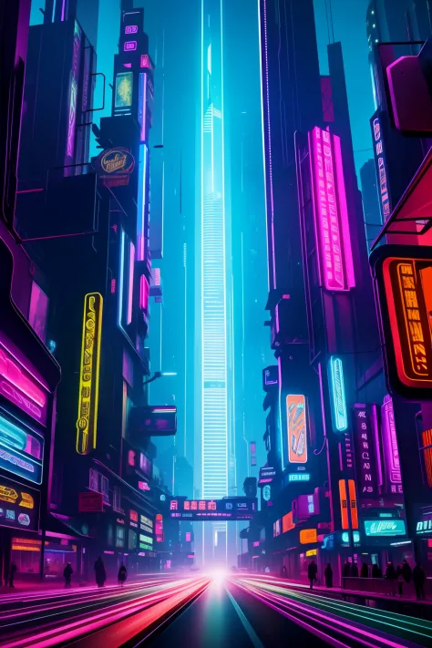 Buildings，Thousands of cars，Congested cities，Colorful neon lights，Colorful billboards，cyber punk perssonage，high qulity，fantasy concept art，unreal-engine，nighttime scene，The contrast is clear，3D，complexdetails，8K分辨率