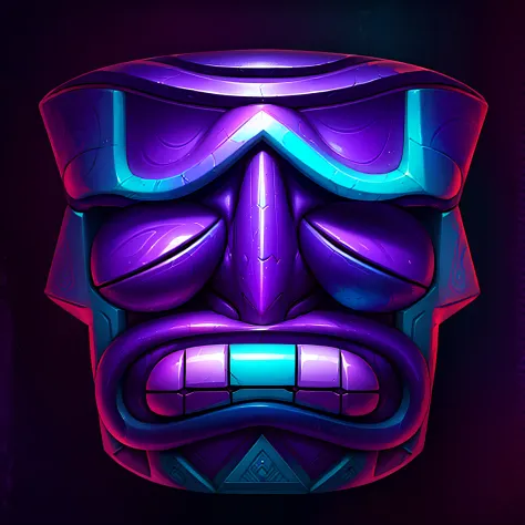 Mayan Totem，vibrant with colors，purpleish color，bright，league of legends splashart，gameicon，highest masterpiece，HighestQuali，lisses
