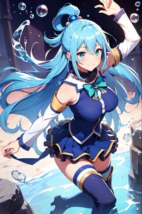 (masterpiece,vibrant,detailed,highres) aqua \(konosuba\) blue eyes ...