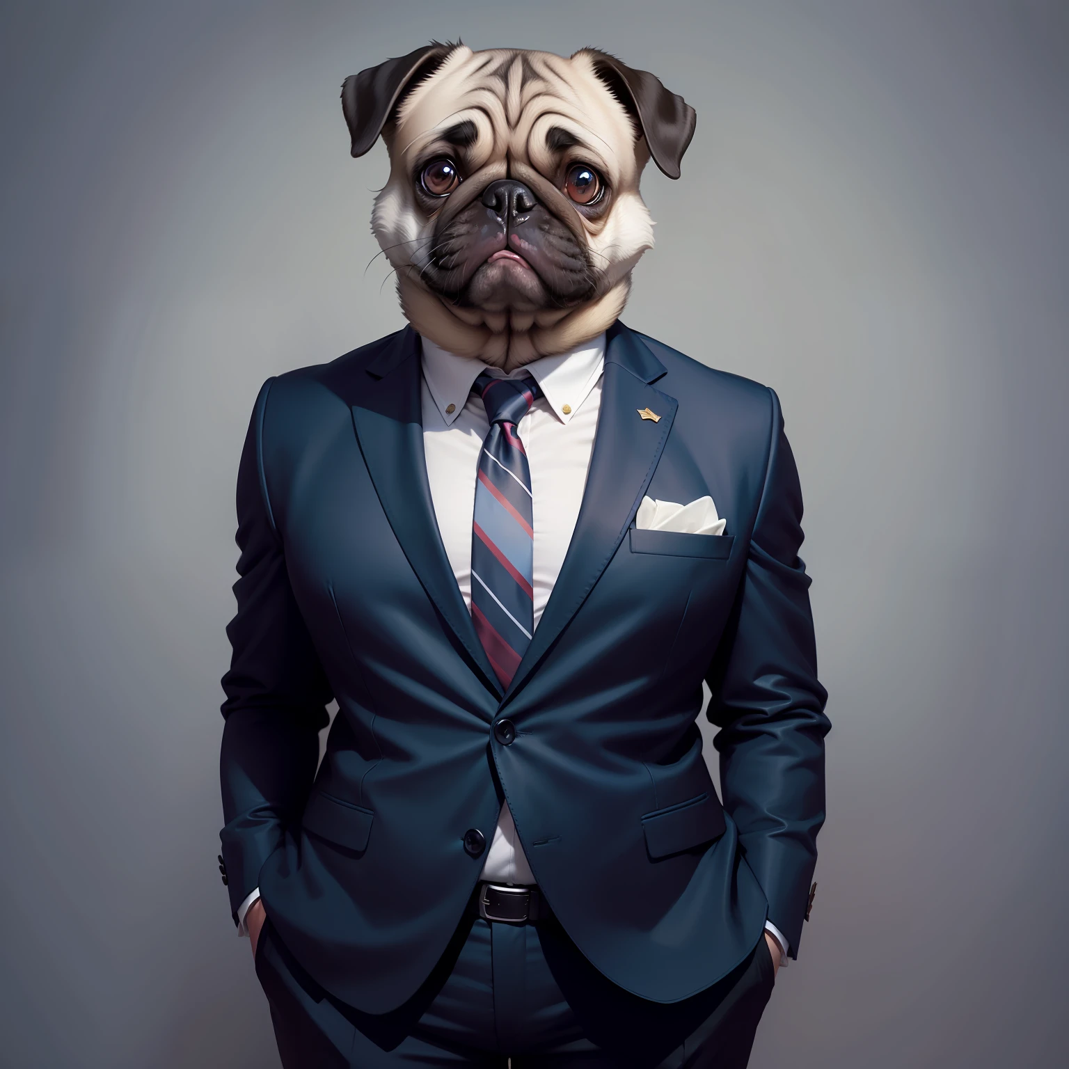 A Pug Wearing a Suit, full bodyesbian SeaArt AI