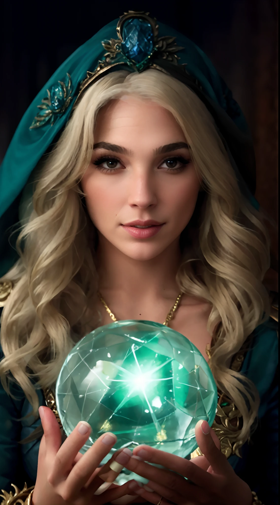 a woman in a red robe holding a crystal ball, mulher enchantress, supervillain sorceress witch, enchantress, Cory Chase como um atlante, Female mage conjuring a spell, uma bela enchantress, spell casting wizard, a woman holding an orb, Retrato de uma enchantress, enchantress bonita, a beautiful female wizard