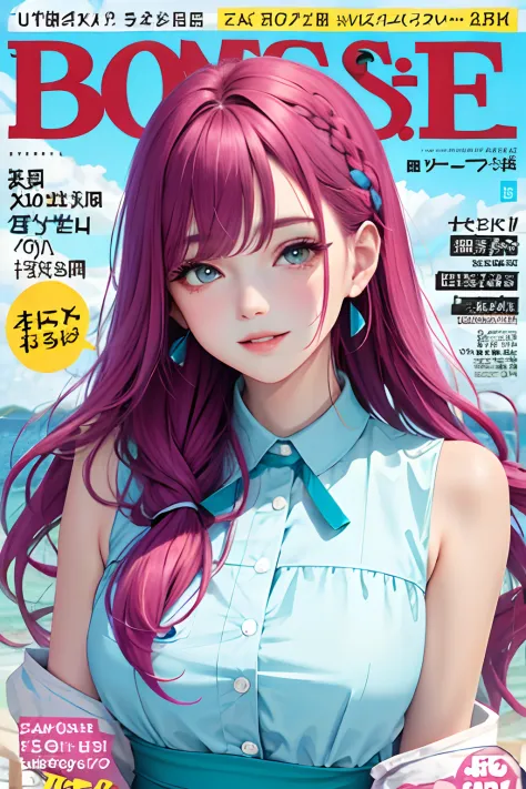 Masterpiece, Best quality, spring outfit, Colorful hair,  Outdoor, MagazineCover ,Upper body,