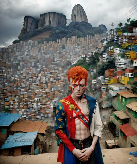 "(David Bowie usando uma camiseta do seu estilo) | (favela, rio de janeiro, Brasil)" - PT+co.