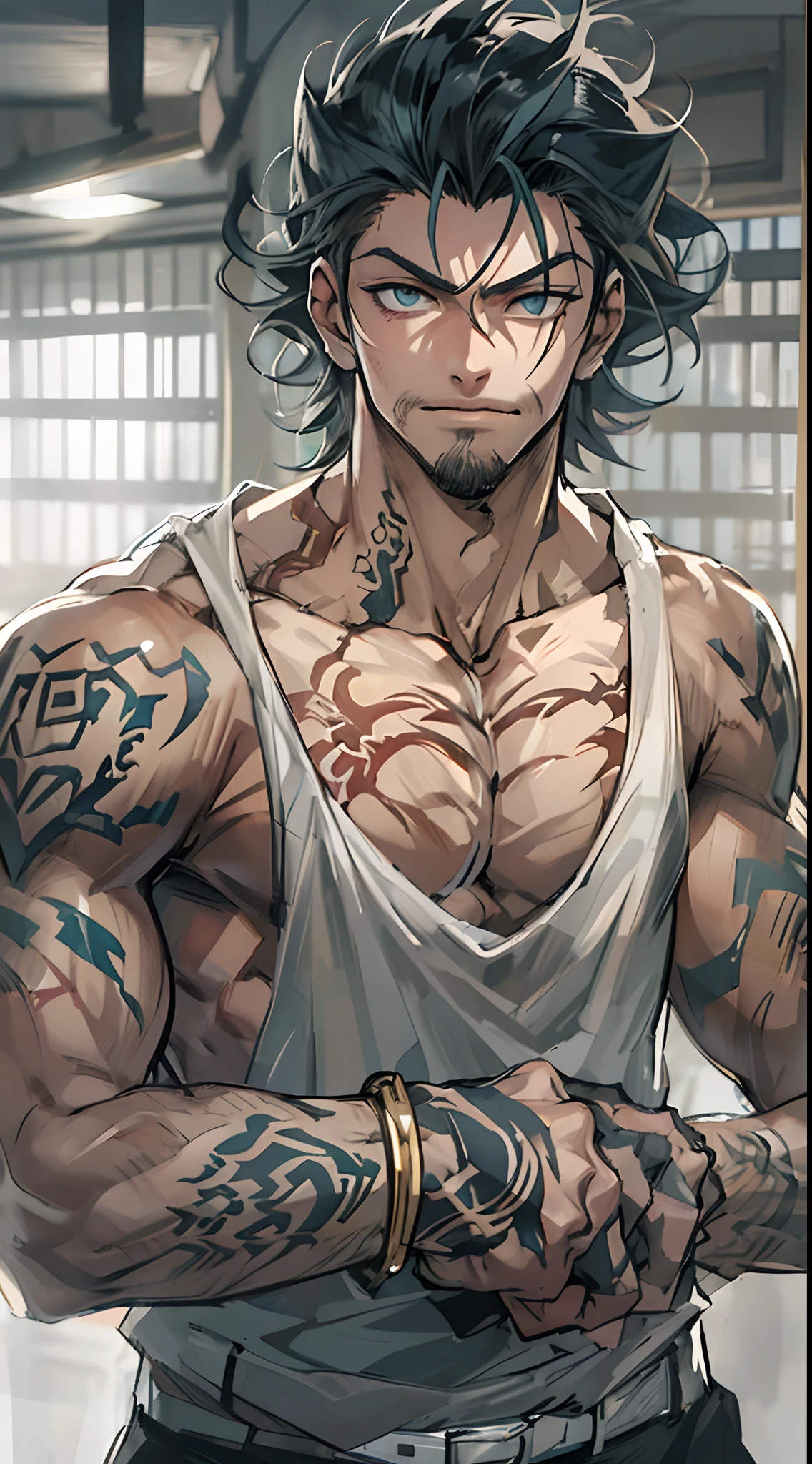 A close up of a man with tattoos on his arms - SeaArt AI