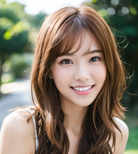 Woman with shoulder-length hair and big smile, girl cute-fine-face, 奈良美智,  Beautiful young Korean woman, the face of a beautiful Japanese girl -  SeaArt AI