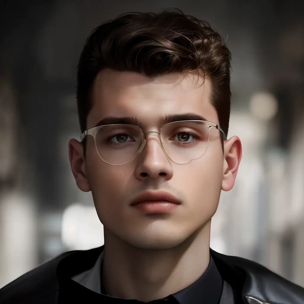 a close up of a man with a necklace on his neck, miles johnstone, portrait of a young italian male, headshot profile picture, ha...