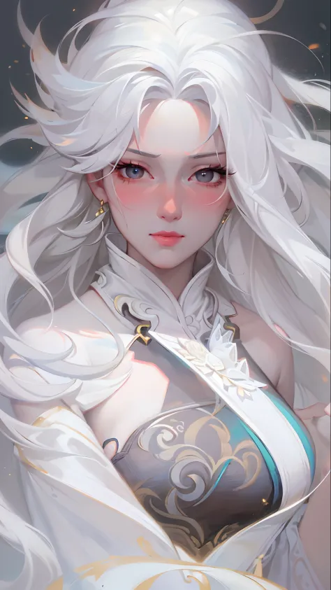 a close up of a woman with white hair and a white mask, beautiful character painting, guweiz, artwork in the style of guweiz, wh...