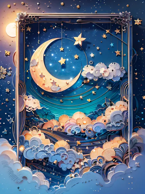 (((masterpiece))),best quality, illustration,  sky, cloud, star \(symbol\),1man, handsome man, night, moon, star \(sky\), night ...