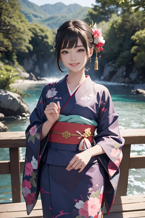 masterpiece, highres, best quality, 1girl solo, kamisato_ayaka, smile, kimono --auto