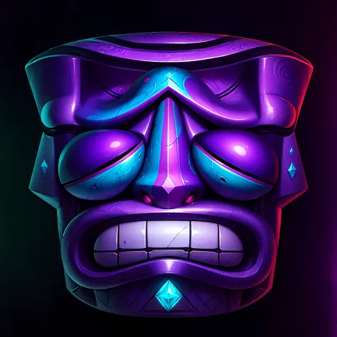 Mayan Totem，vibrant with colors，purpleish color，Bright，league of legends splashart，gameicon，highest masterpiece，HighestQuali，lisses