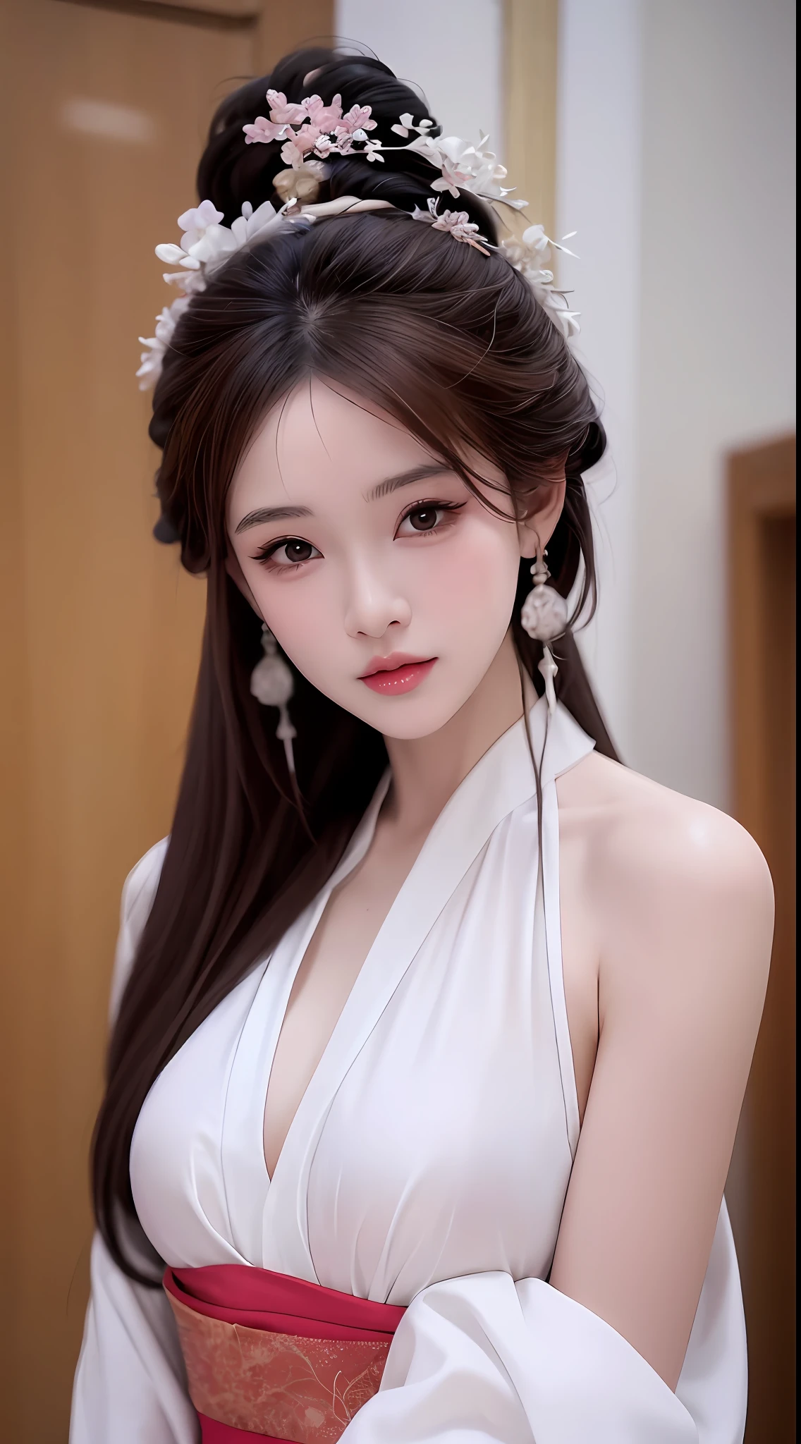 1 chica realistamente hermosa, cabello hasta la cintura, ojos negros,  antiguo Ao Dai, Estilo Hanfu - SeaArt AI