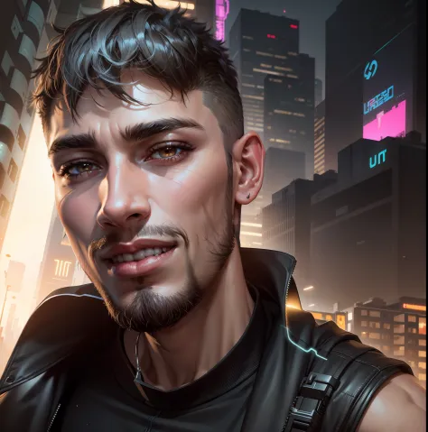 Change background cyberpunk handsome boy, realistic face ultra realistic