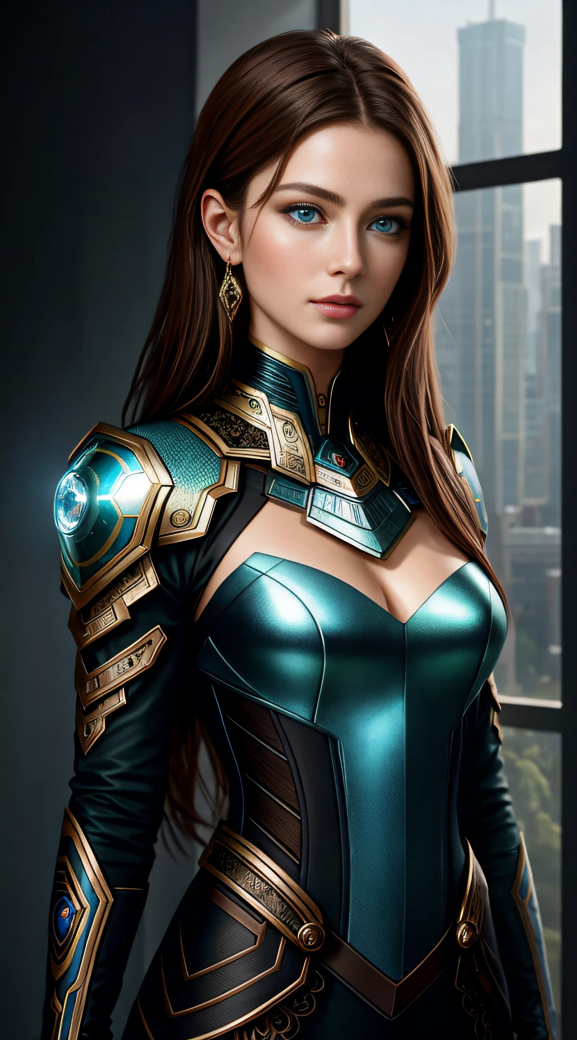 8k portrait of beautiful cyborg with brown hair，iintricate，ellegance ...