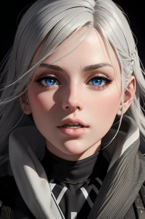 Anime - style portrait of a woman with blue eyes and a scarf, Stunning character art, photorealistic anime girl rendering, closeup character portrait, 3 D rendering character art 8 K, Detailed digital anime art, Art germ ; 3d unreal engine, Rendu portrait ...