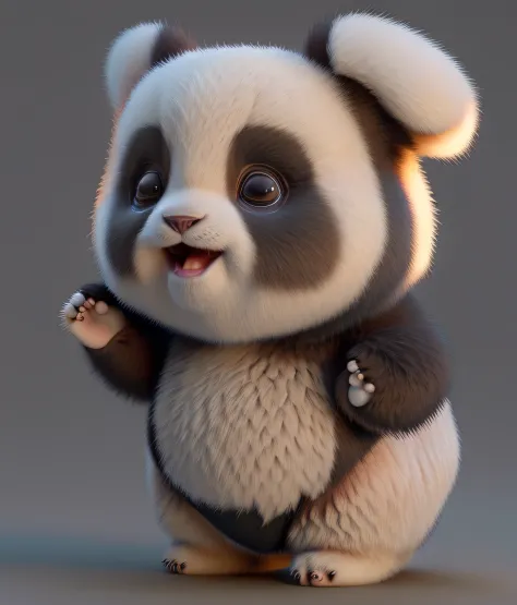 Aravi panda bear with black eyes and white fur, cute 3 d render, Cute panda, 3D model of a Japanese mascot, Cute! C4D, Panda, panda panda panda, render in blender, pouty look :: rendering by octane, toon render keyshot, rendered in arnold, rendered with bl...