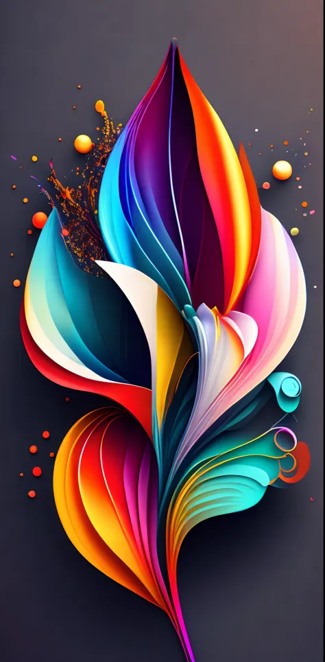 abstract rainbow lily flower,  wallpaper, flat design style, splash water, colorful, intricate