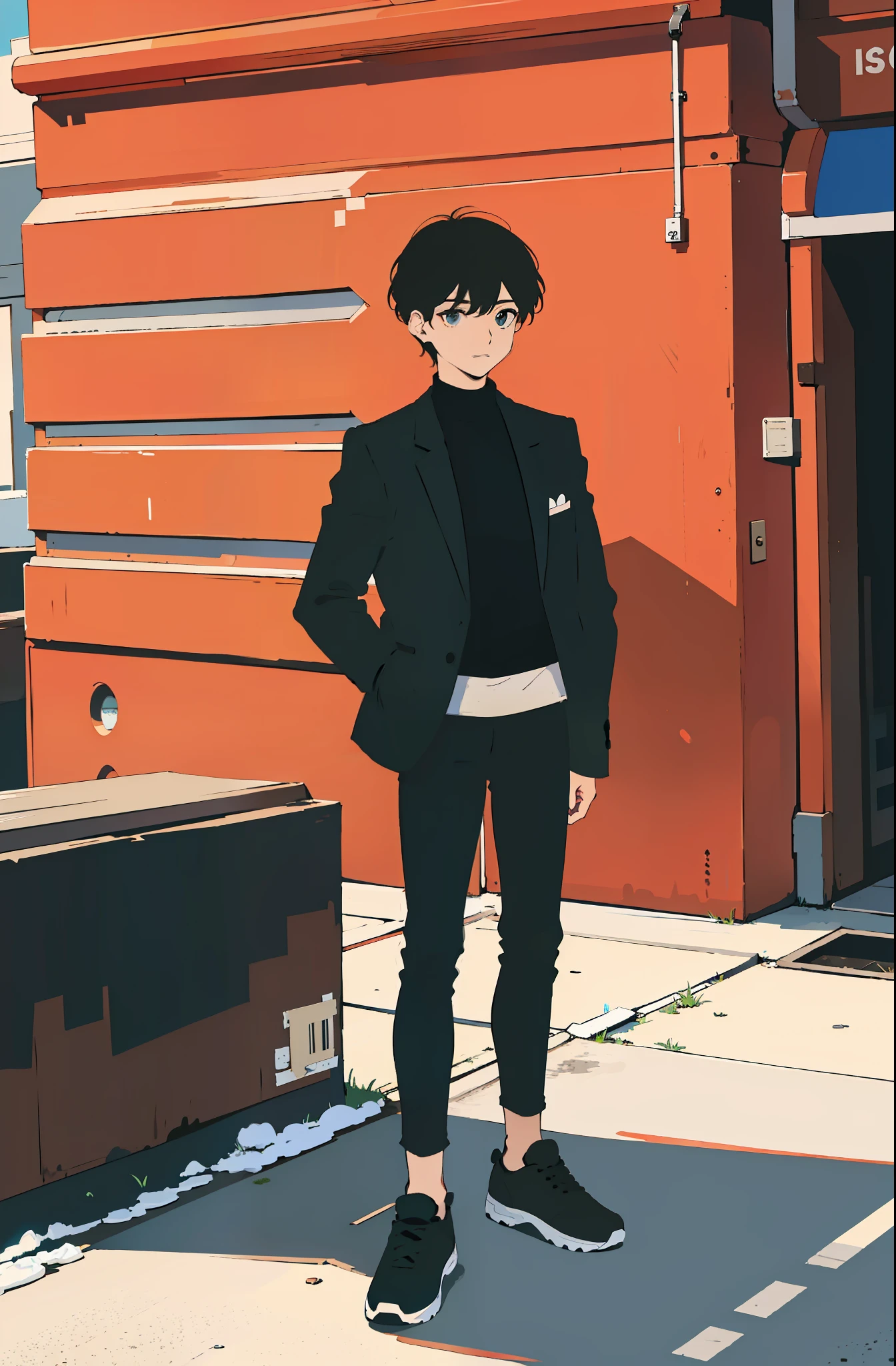 A cool young boy, standing