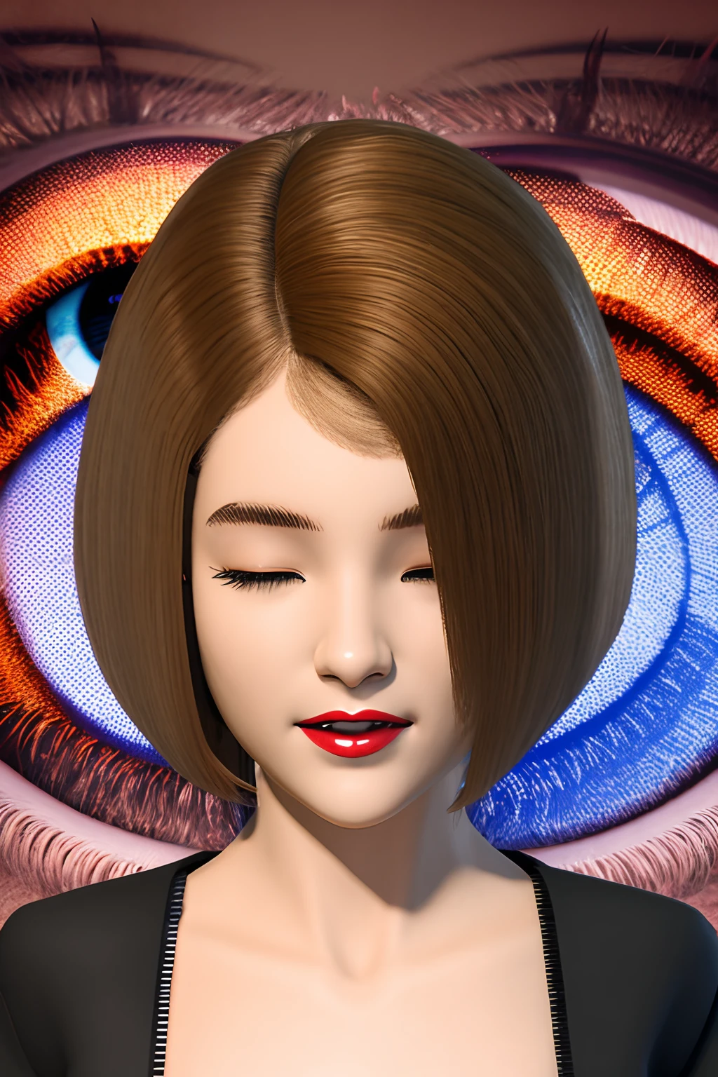 A close up of a woman with a very short hair - SeaArt AI