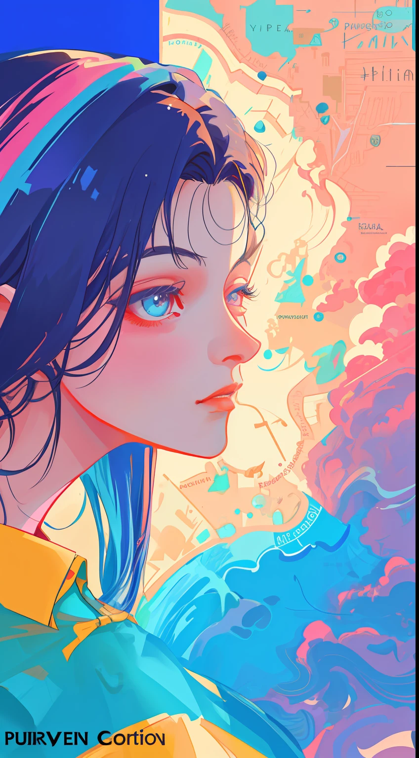 A couple，Couple avatar，a young man and a woman，Everyone was happy，rebelliousness，The picture is colorful，Burst，Strong collision force，Lively and youthful，Clear facial features，soft facial featureorden style，non-mainstream，a color，Guviz-style artwork，Guviz，Beautiful character painting，Guvez on the ArtStation Pixiv，Guvitz on the Pixiv Art Station，Stunning anime face portrait，beautiful digital artworks，wlop rossdraws，Detailed digital anime art，guweiz masterpiece