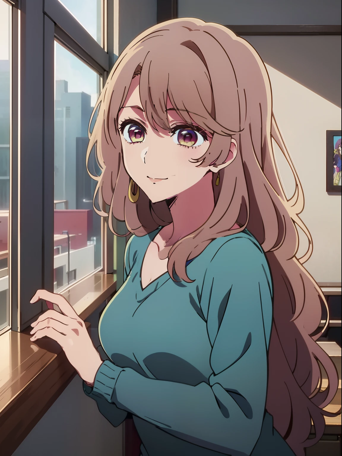 Anime girl with long hair and blue shirt in room, anime moe art style, Anime visuals of cute girls, Anime Best Girl, marin kitagawa fanart, [[[[grinning evily]]]], pretty anime girl, Smooth Anime CG Art, Seductive Anime Girl, charming anime girls, Cute anime girl, portrait of cute anime girlbabes, Cunning smile