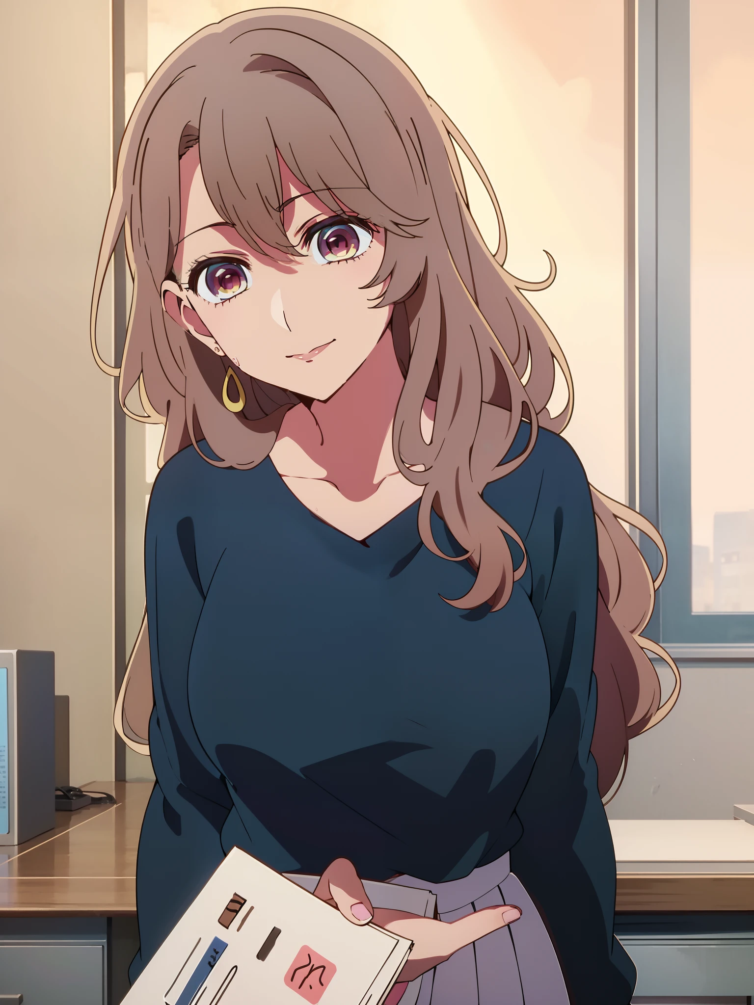 Anime girl aux cheveux longs et chemise bleue dans la chambre, style artistique anime moe, Visuels d&#39;anime de jolies filles, anime meilleure fille, Fanart de Marin Kitagawa, [[[[souriant diaboliquement]]]], jolie fille animée, art cg anime lisse, fille anime séduisante, charmantes filles d&#39;anime, jolie fille animée, portrait de jolies filles anime, Sourire rusé