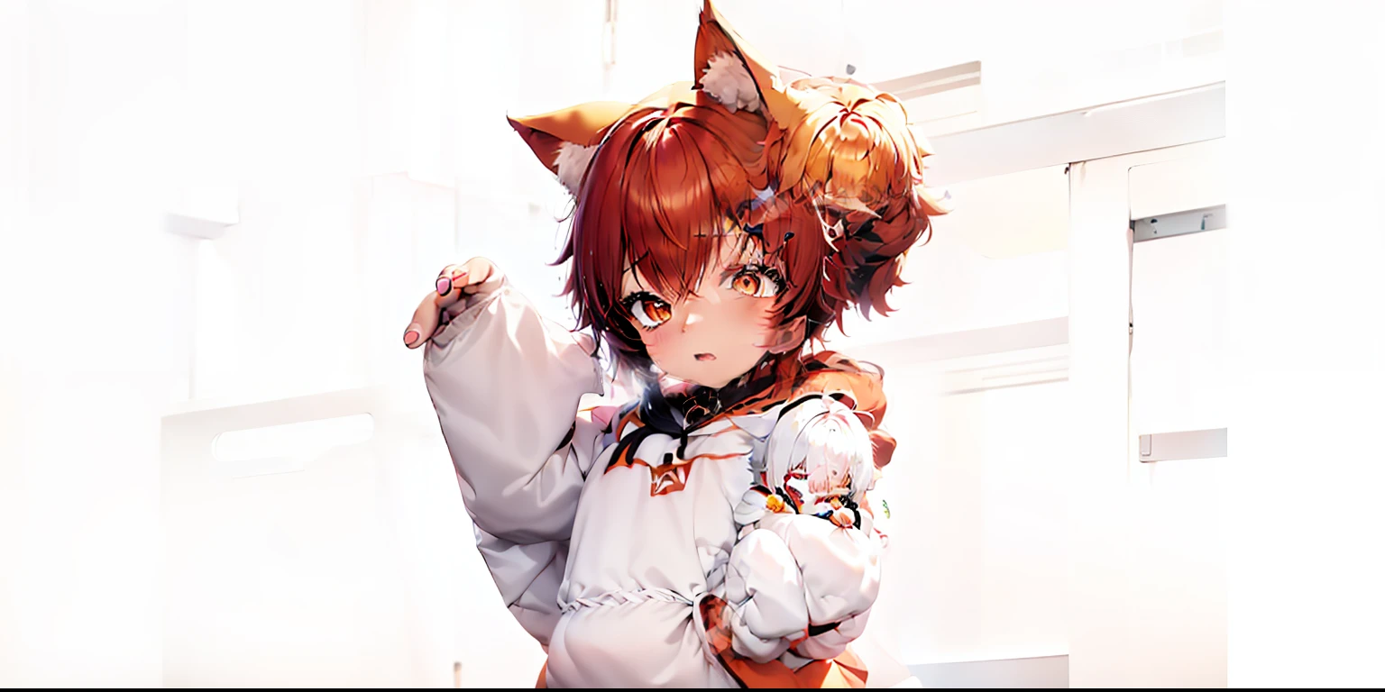 穿着猫服、带着猫尾巴的动漫女孩, 动漫萌艺术风格, anime 猫女, cute anime 猫女, 狐狸女孩, 有猫耳朵的动漫女孩, 动漫猫, 弗森!!!!, 用食指, [[[[邪恶地笑着]]]], 猫女, 狐狸耳朵, 赫萝是狼少女, 毛茸茸的 furaffity