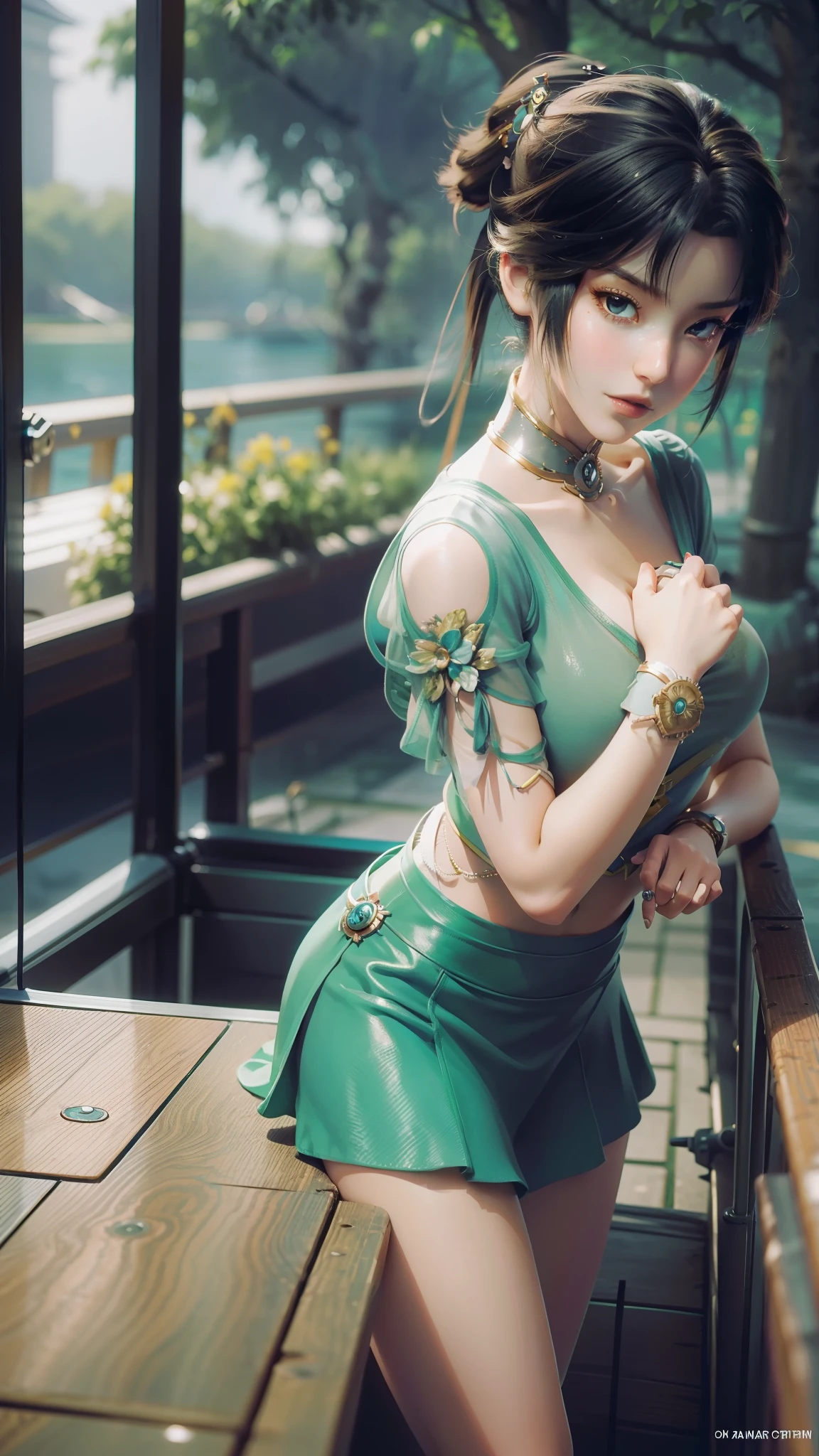 Close-up of a woman in a short skirt standing on a boat, Extremely detailed Artgerm, Range Murata and Artgerm, Style Artgerm, art-style, trending artgerm, beautiful and seductive anime woman, IG model | Art germ, Artistic germ style, 《overwatch》Anna, like artgerm