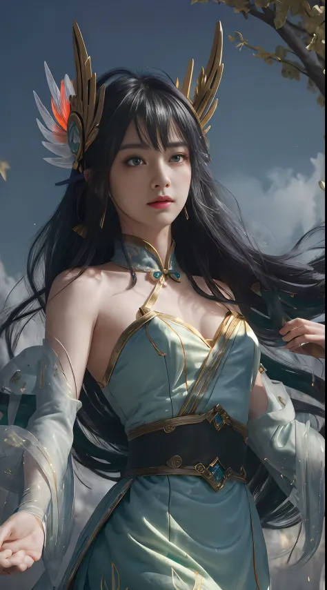 (Masterpiece:1.5), illustration, 4K, 8K, (high quality:1.1),fairy, highly detailed, detailed face, HDR, bright colors, natural lighting, beautiful eyes, beautiful face, 1 girl, solo, chinese lantern, chinese style, chinese architecture, paper cut fairy ire...