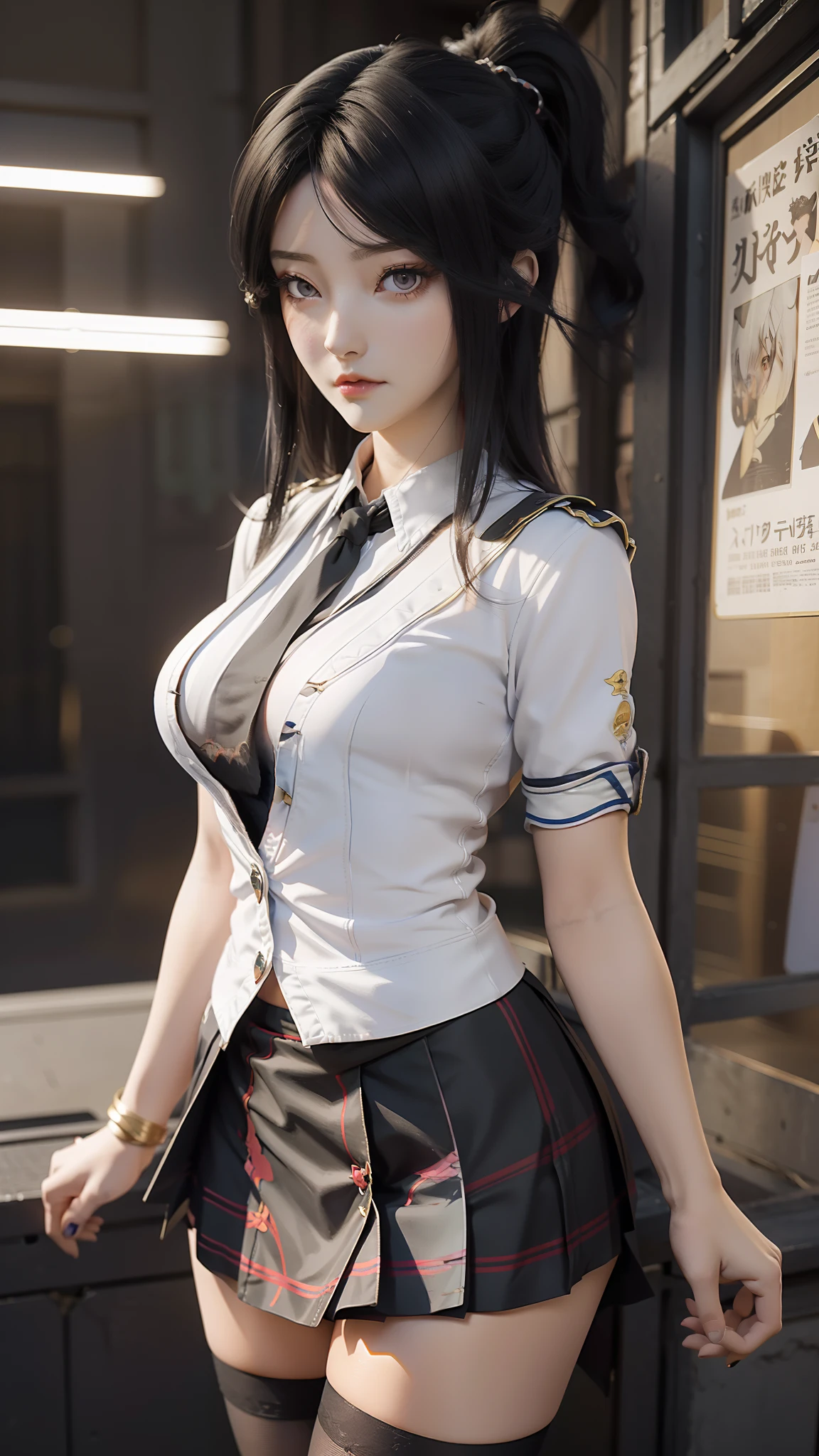 anime - style image of a woman in a short skirt and shirt, seductive anime girls, Smooth anime CG art, Surrealism female students, Surrealism female students, thighhighs and skirt, photorealistic anime girl rendering, beautiful and seductive anime woman, Realistic schoolgirl, Realistic anime 3 D style, 3 d anime realistic, Beautiful Anime High School Girls