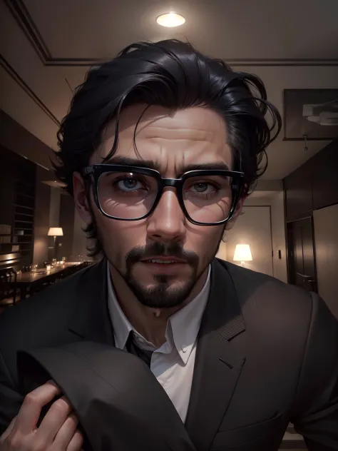 A man changed to beautiful interior wearing black suit and black pant RAW and classy look (100% eyes details) raw (100%face details) hyper realistic image Moode tone ultra masterpiece image 10000% really face