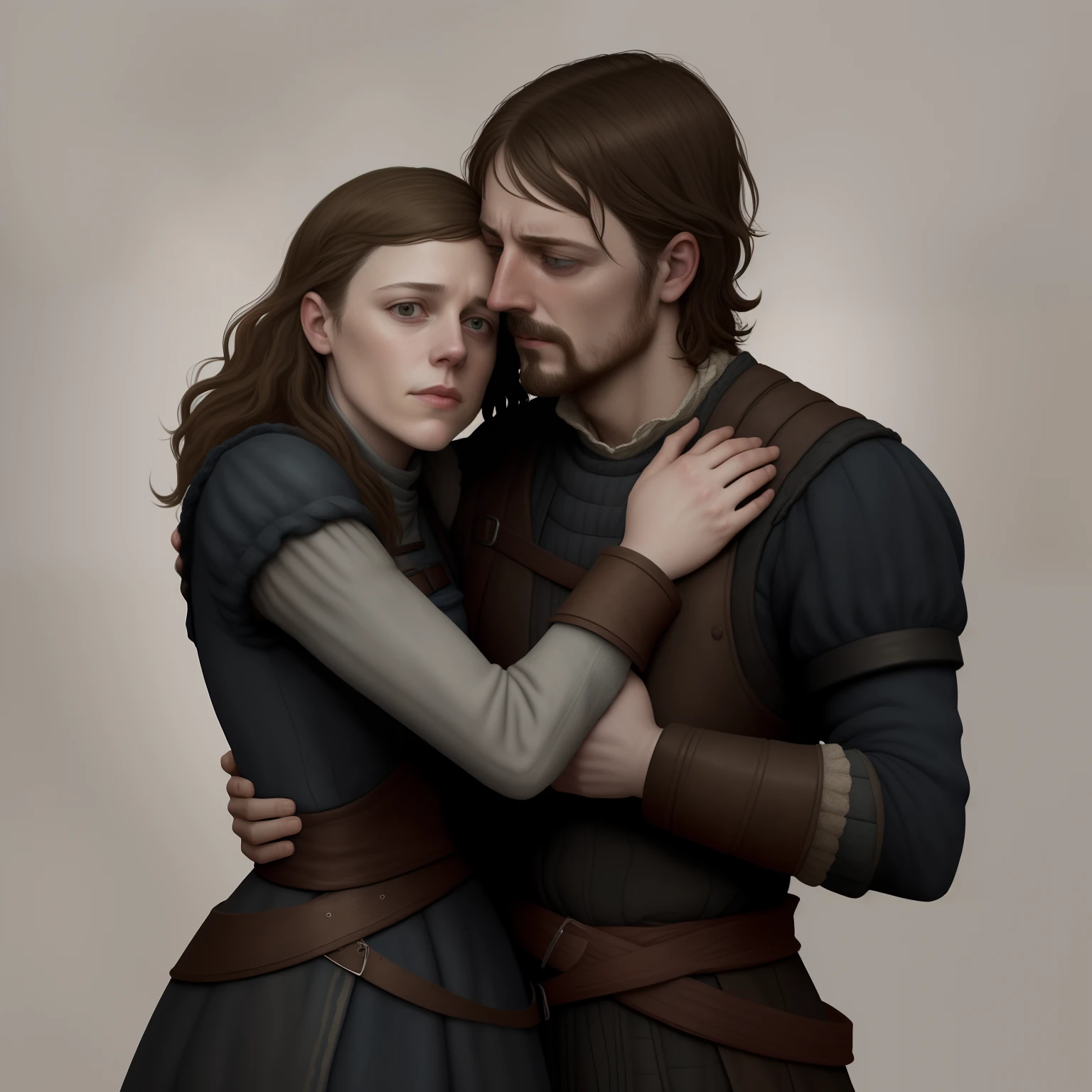 "Yara Greyjoy and a man hugging each other."