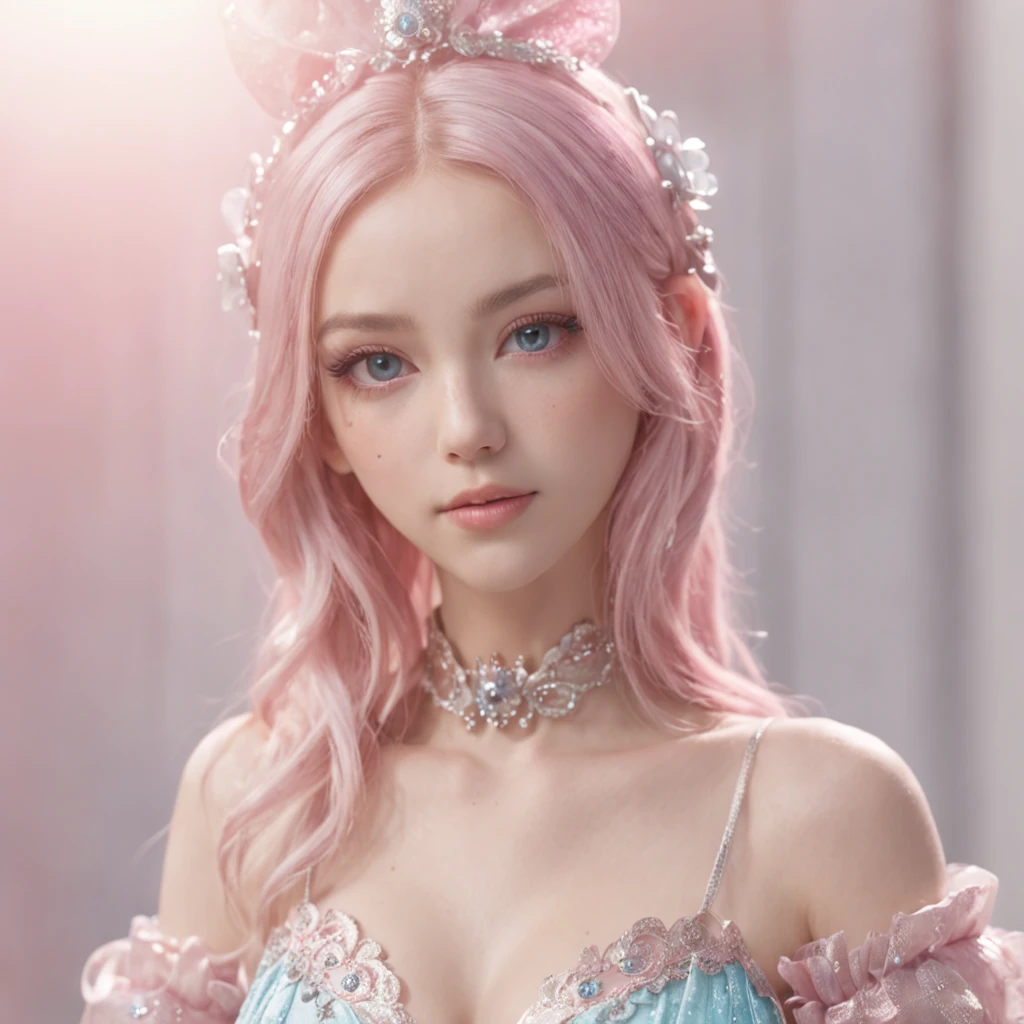 (Best Quality:1.3),4K,8K,8K Portrait,16 K,(masutepiece:1.2),1girl in,Solo,(maximalism:1.5),opal,ultra-detailliert,absurderes,(very detailed beautiful face and eyes:1.3), (Highly detailed beautiful hair:1.3),delicate composition, (Full body:1.5),(full-length figure:1.5), Super cute girl,(Medium Hair:1.4),Pink eyes,light blue eyes,(Pink hair:1.2),(Light blue hair:1.4),(Playboy Bunny:1.6),(Jewelry Hair Ornaments:1.3), (jewelry eyes:1.3),(Eyelashes:1.2),(symbol in eyes:1.3),(hight resolution, Twinkle,Glitter,Lens Flare,light Particle,Shining:1.3),(Cute:1.5)