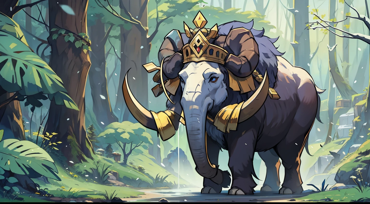 There is a cartoon elephant with a crown on its head - SeaArt AI