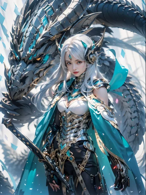 Zara wears a sleek black and silver armor, adorned with intricate silver designs and a long blue cape that flows behind her. Her...