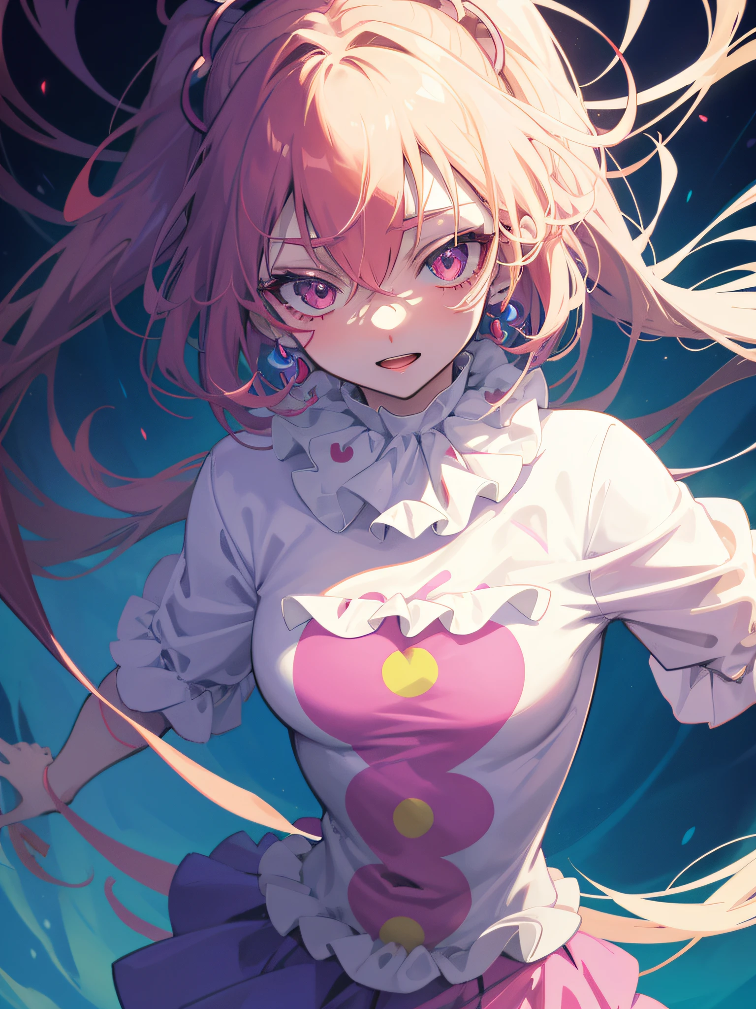 Anime girl with long pink hair and a white shirt - SeaArt AI