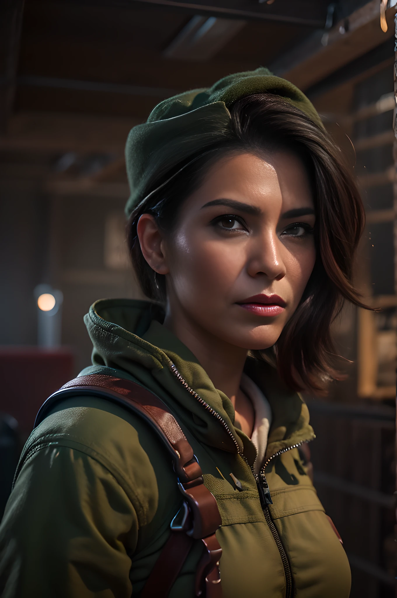 a face portrait of a female explorer in fallout 4, scifi setting, fallout environment, drab colors, serene lighting, atmospheric, cinematic, moody, in the style of diego koi, gina heyer, luiz escanuela, art by alyssa monk, hyperrealism, rule of thirds, golden ratio, 8 k