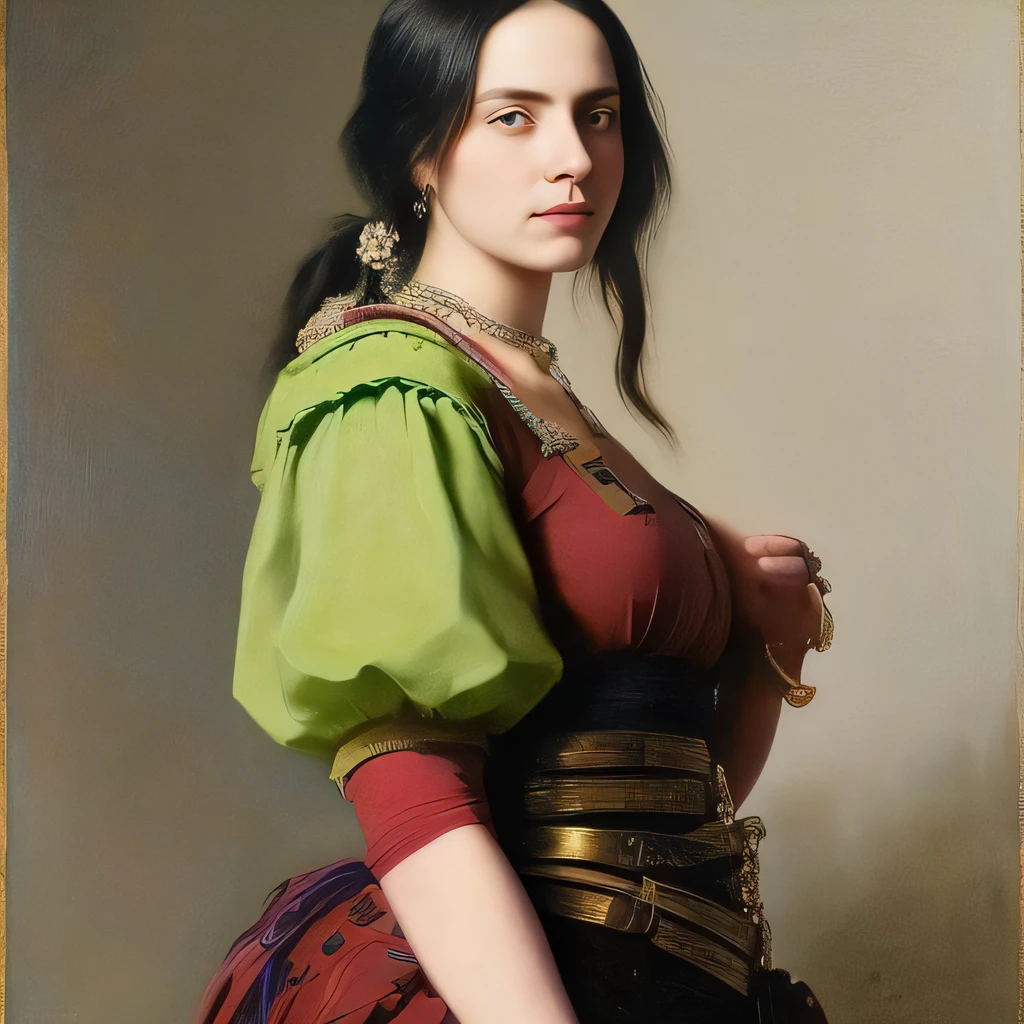 a portrait of a strong bilsh21, feminine,with puffed sleeves by andrey shishkin, vasily surikov, justin gerard, james gurney, highly detailed, artstation