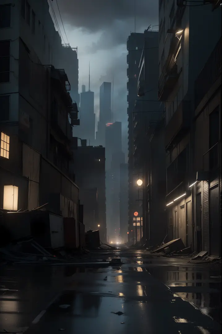 a city street filled with lots of tall buildings, a matte painting, inspired by Simon Stålenhag, pexels contest winner, hyperrea...