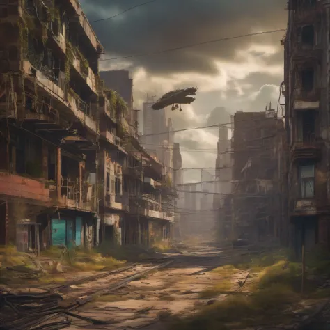 "A post-apocalyptic abandoned city with an alien invasion."