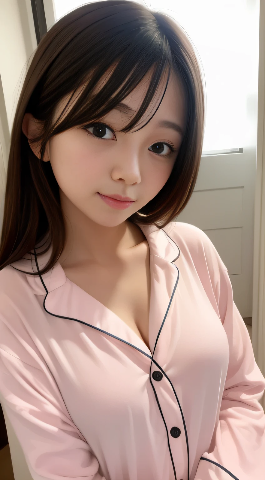 a beauty girl、cute face、Very small breasts、slender body and