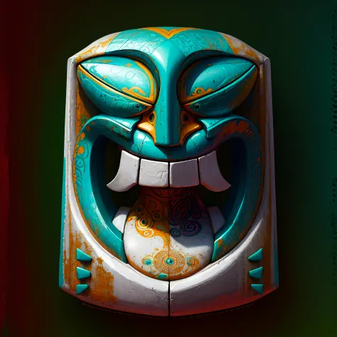 green color，Mayan Totem，vibrant with colors，Turquoise，The texture is strong，gameicon，highest masterpiece，HighestQuali，lisses