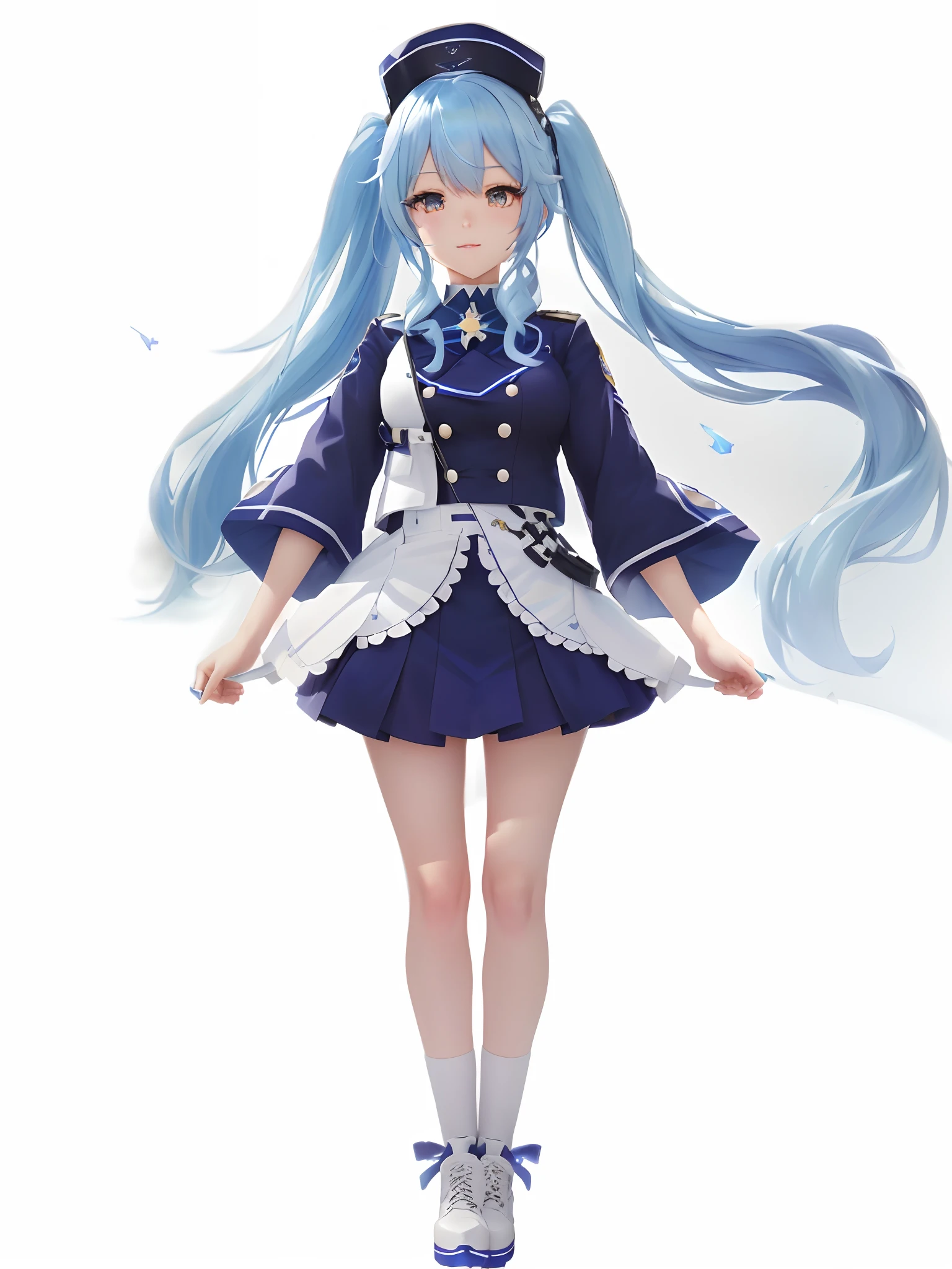 A close up of a doll with a blue hair and a dress - SeaArt AI