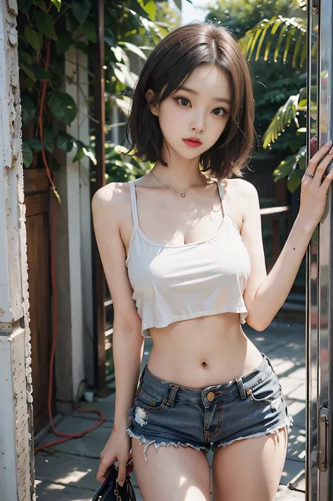 Top image quality、Raw photography、超A high resolution、Cute girl at 18 years old、Shooting for one person only、round breast、Black t...