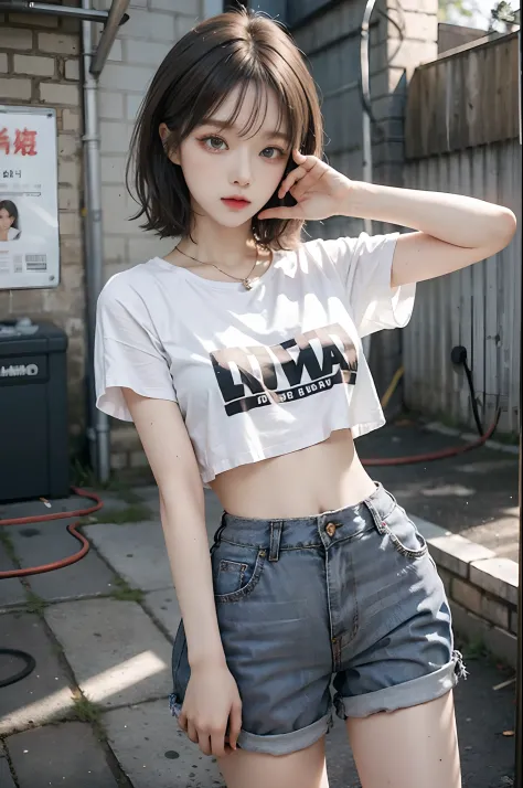 Top image quality、Raw photography、超A high resolution、Cute girl at 18 years old、Shooting for one person only、round breast、tshirts...