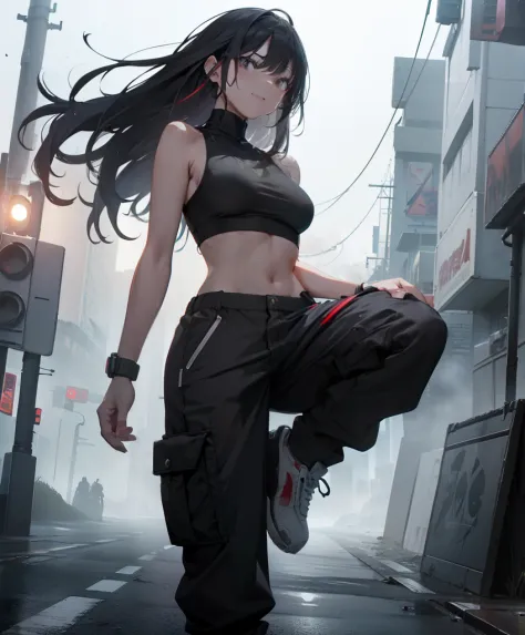 dance、Artistic jumps、break dance、Strenuous movements、Collapsed night street、Cyberpunk style、Blade Runner atmosphere、Steam is com...