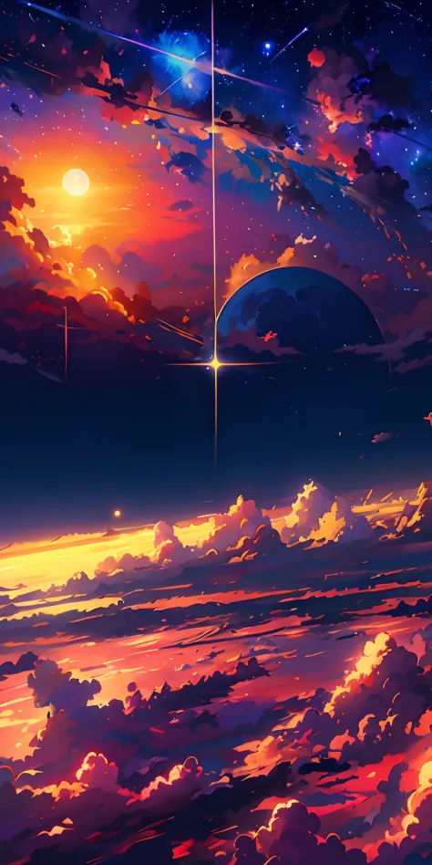 anime anime wallpapers with a view of the sky and stars, cosmic skies. by makoto shinkai, anime art wallpaper 4 k, anime art wal...