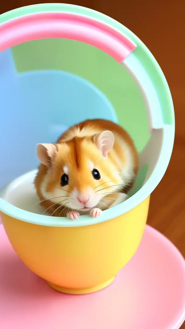 Cute hamster in a cup、Palm-sized、Dzungarian hamster、Very cute、Peel this off and eat food、Feeding food、