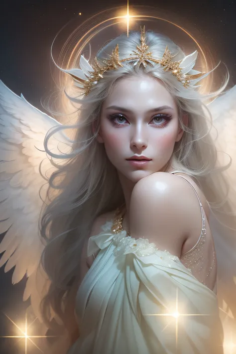 An angel is depicted with a pale and luminous complexion, their skin ...